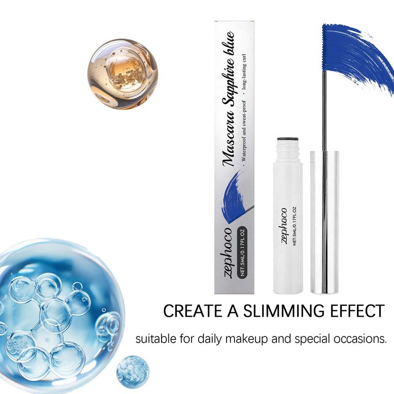 ZEPHOCO Blaue, natürlich formende, schwungvolle, glatte, wischfeste Make-up-Mascara_voghion.com