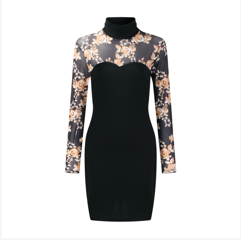 Women's Clothing Body Fitting Silver Shoulder Bag Hip Black Dress Evening Dress_voghion.com