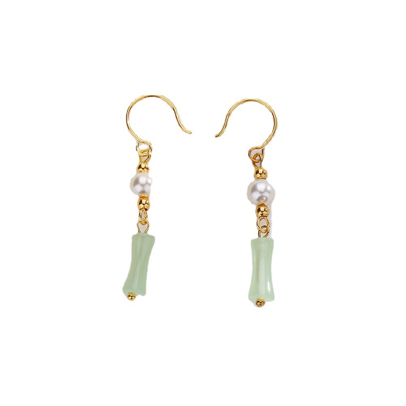 Timbro VENUS Orecchini in giada Hetian color oro per donna Ragazza geometria Perla Gioielli etnici Regalo Dropshippi_voghion.com