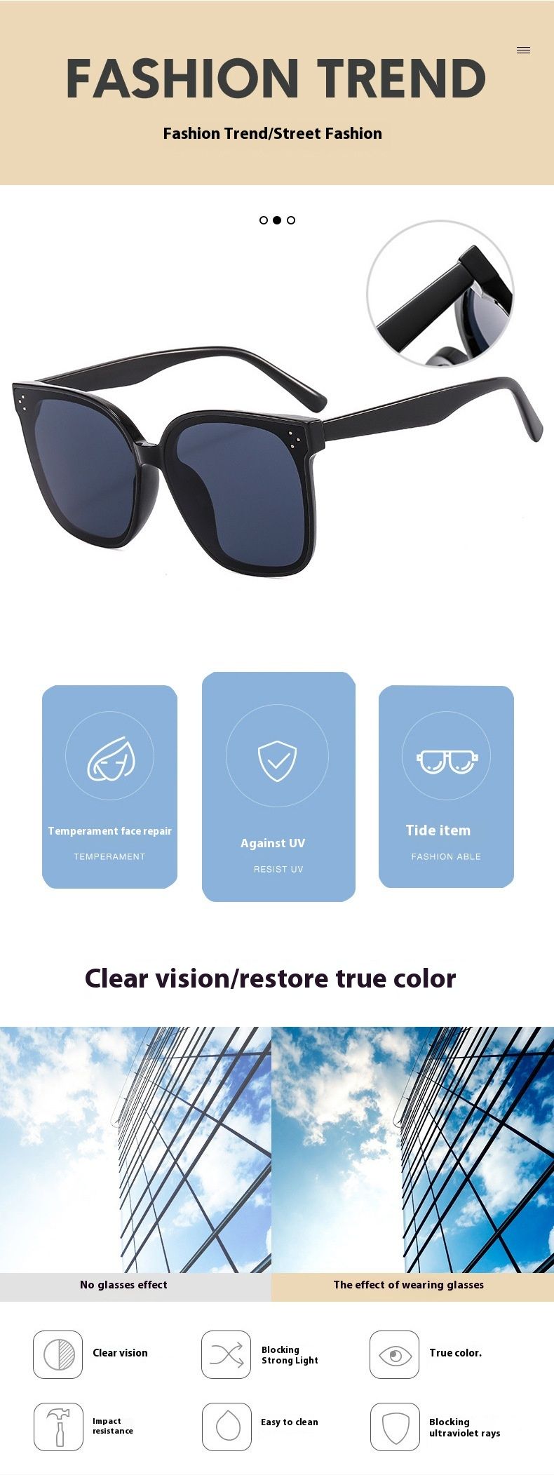 New Polarized Sunglasses For Men And Women, Boxy Trendy Sunglasses For Drivers, UV Resistant Sunglasses For Driving
_voghion.com