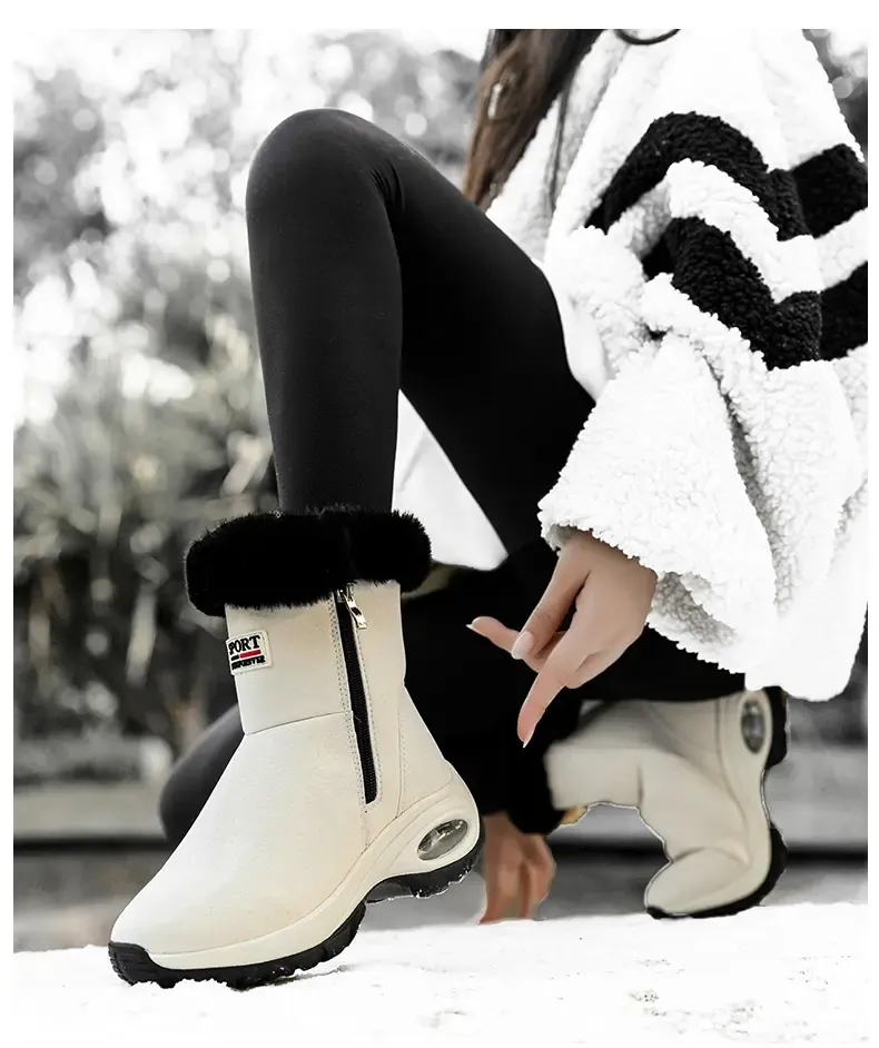 Winter sneeuwlaarzen dames plateau hoge laarzen platte zool kwaliteit warme zwarte nieuwe dames veter comfortabele leren dameslaarzen_voghion.com