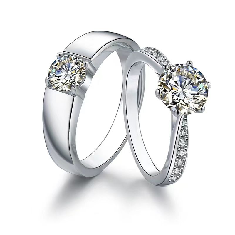 Anello in argento thailandese con moissanite e diamanti, simulazione femminile, incisione a taglio aperto da un carato, personalità alla moda, nicchia_voghion.com