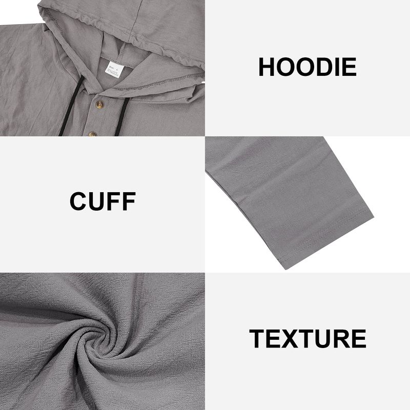 Lente en herfst lang mouwen linnen overhemd heren capuchon casual losse T-shirt trui heren_voghion.com
