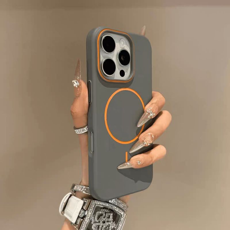 Carcasă magnetică rigidă mată cu curea de încheietură pentru iPhone 16 15 14 Plus 13 12 Pro Max, cu încărcare wireless și rezistență la șocuri_voghion.com