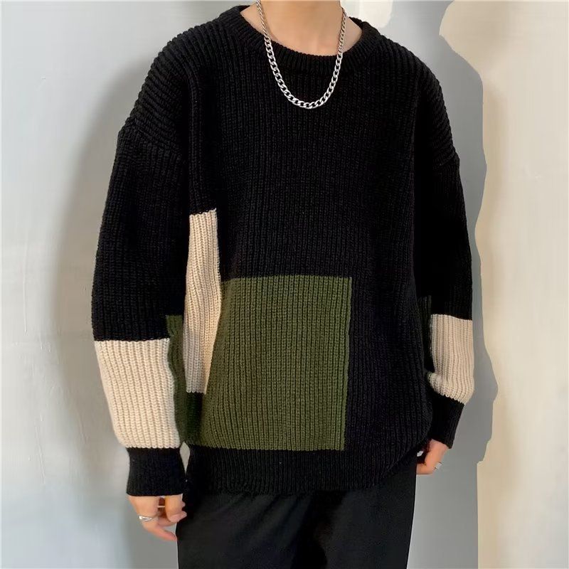 Pullover, Herrenmodemarke, Kontrastfarbe, lockere Innenschicht, Basisstrickpullover, neue Stile für Herbst und Winter, Freizeitkleidung für Herren_voghion.com