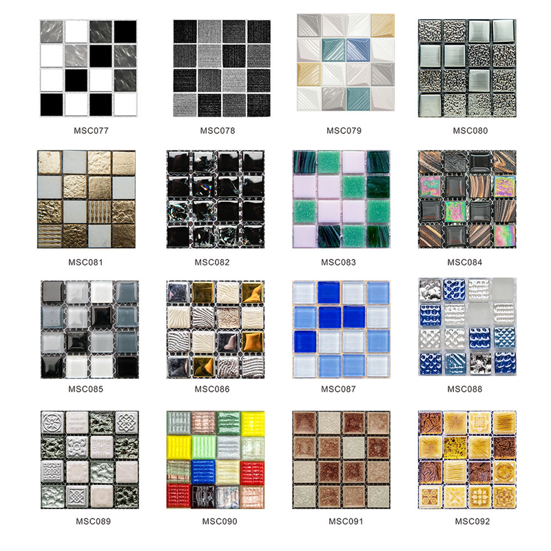 MSC077-0923D Mosaik Krystal Flise Klistermærke Glas Tile DIY Vandtæt selvklæbende vægklistermærke_voghion.com