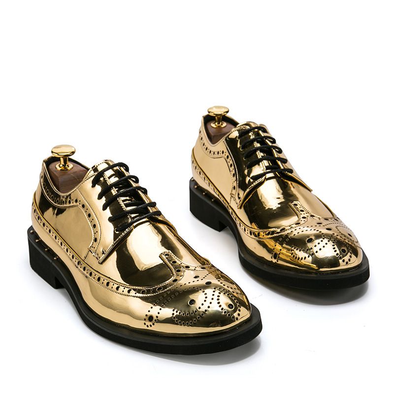 TerraStride Spring New Shiny Leather For Men Breathable Business Formal Brogue Oxford High-end European Style Trendy Shoes_voghion.com