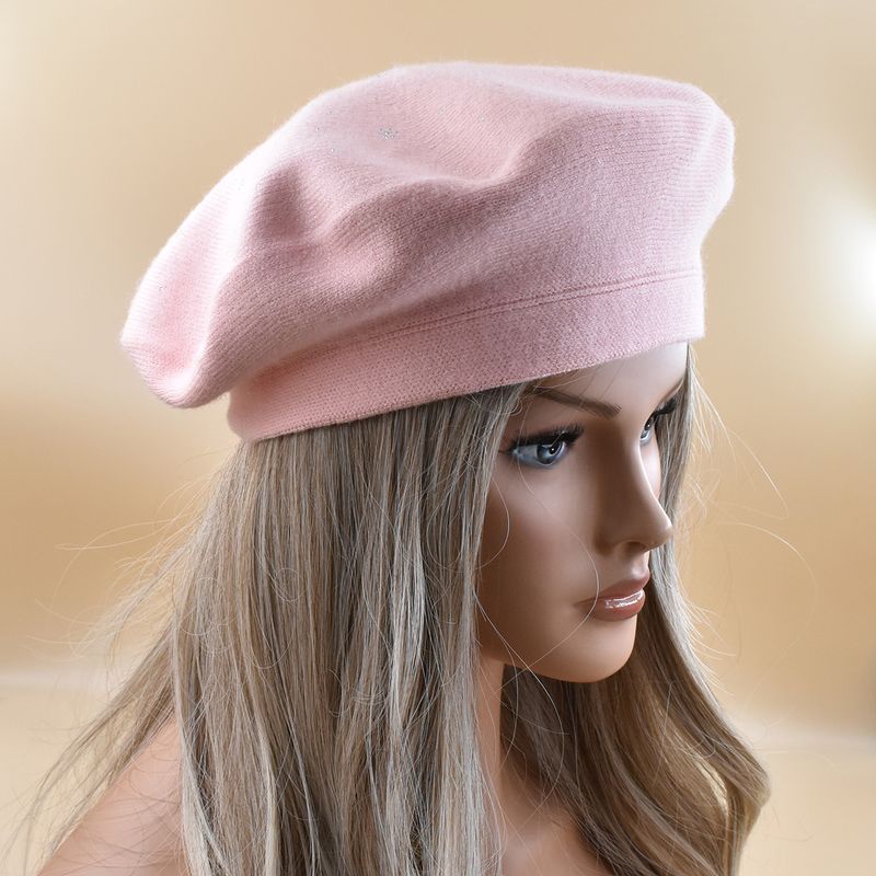 Hot Sale, nov ženski klobuk, modna enobarvna volnena pletena baretka z okrasnimi kamenčki, ženska kapa, baretka, črna vinsko rdeča kapa, ženska_voghion.com