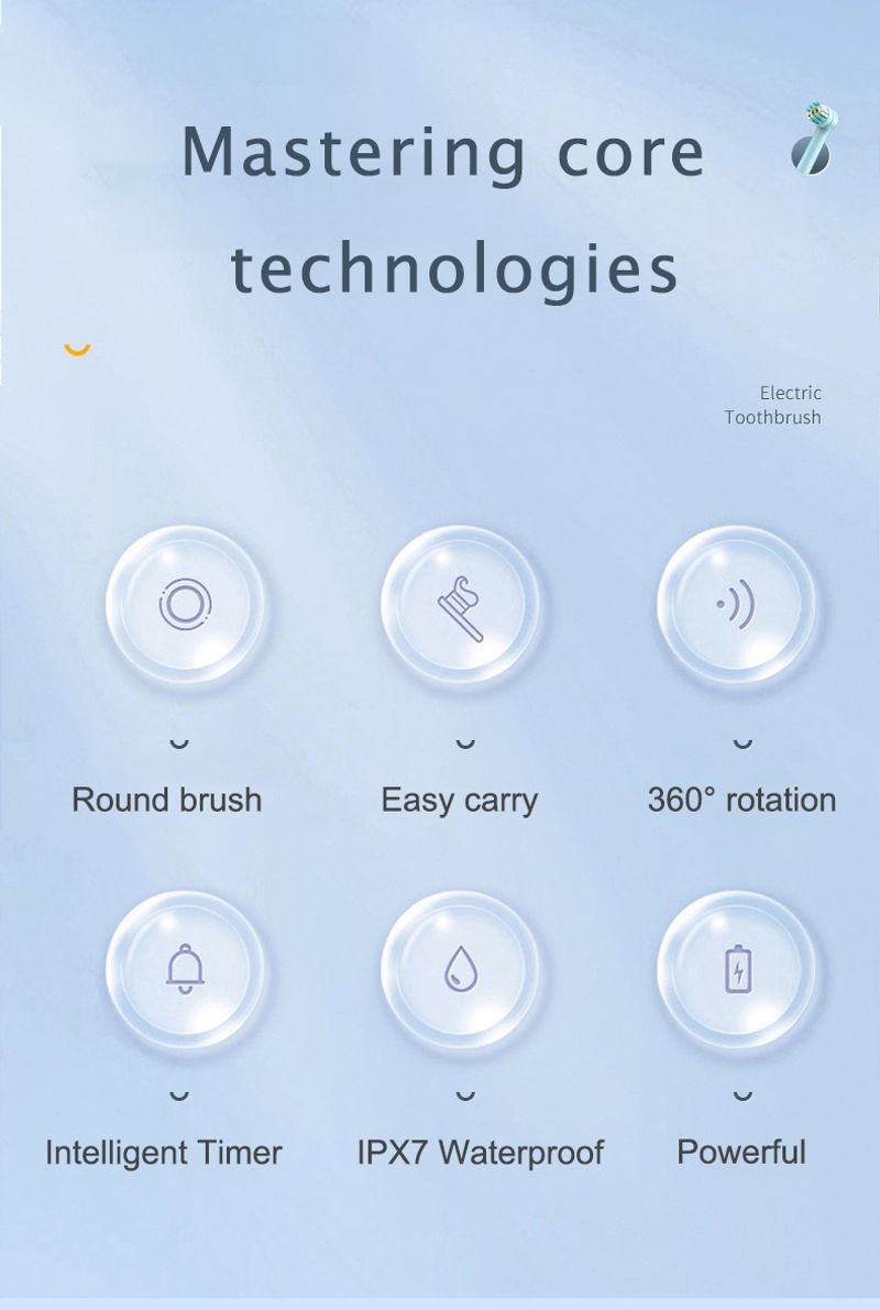 Adult Rotating Electric Toothbrushes Tails Sonic Teeth Whitening Rechargeable 4 Colors Options Timer IPX7 Brush_voghion.com
