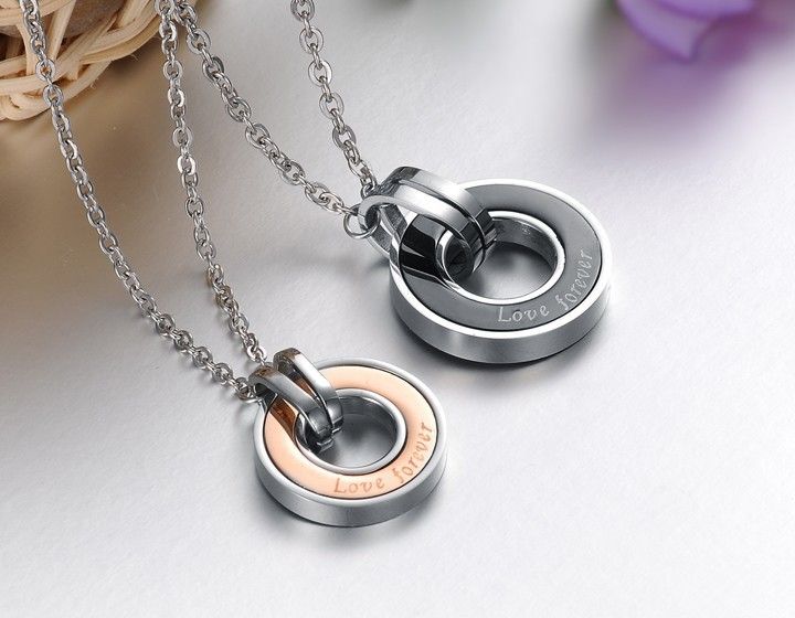 Collana da uomo classica con tre anelli, personalizzata, in acciaio puro con catena, in acciaio inossidabile_voghion.com
