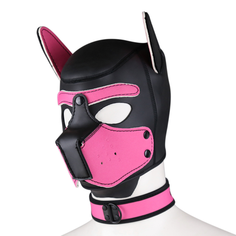 Gioca a maschera con cappuccio per cucciolo di cane mascherato con collare regolabile per il collo, giocattolo sessuale per uomini e donne, gioco di ruolo per animali domestici_voghion.com