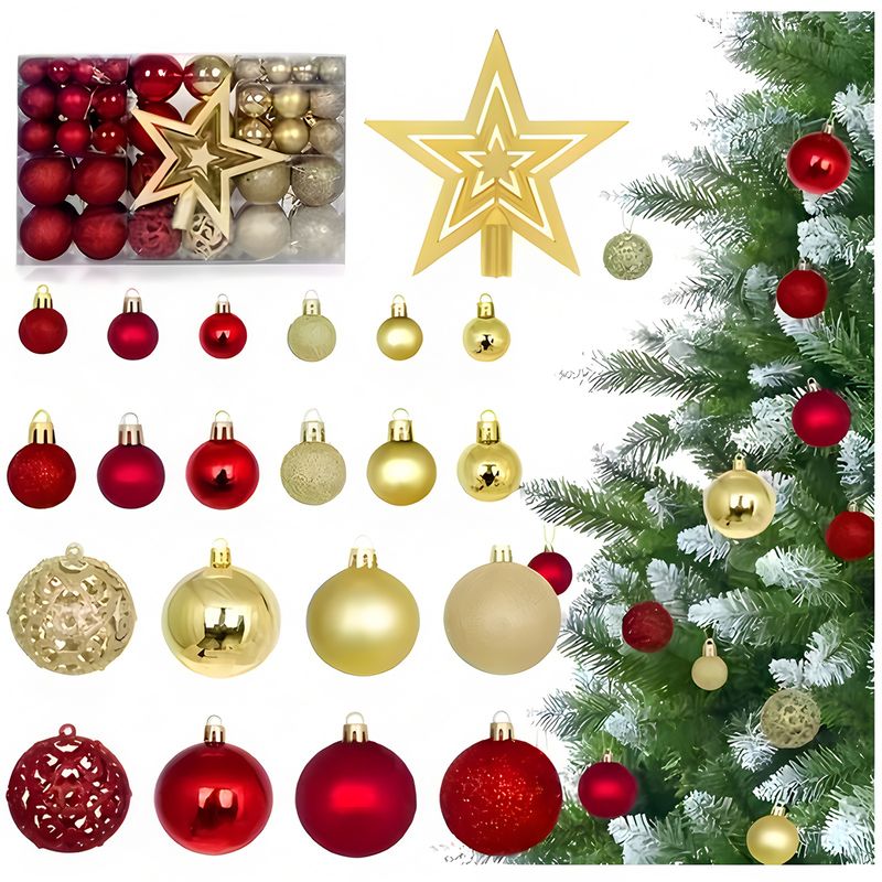 Palline di Natale da 3-6 cm, set da 101 palline di polvere opaca brillante in PVC, decorazioni per albero di Natale colorate_voghion.com