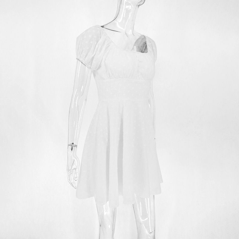 AC250 2024 Neue INS frauen Sommer Französisch Stil Elegante Square Neck Rüschen Taille Cinched Kleid Falten Outfit Synonyme_voghion.com