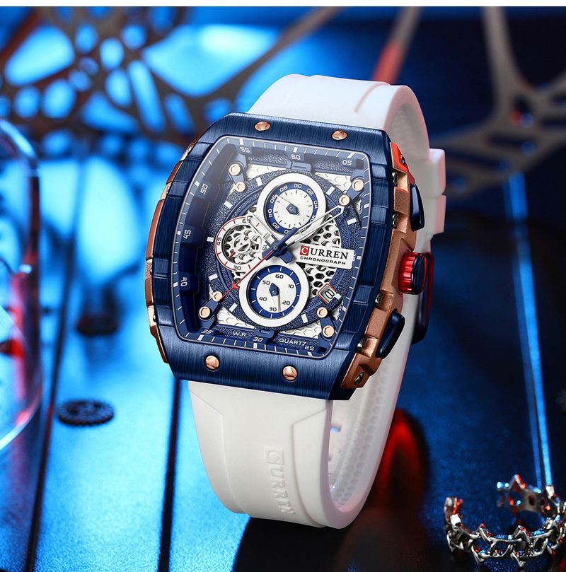 Men's And Women's Waterproof Multifunction Quartz Watch With Date Display, 6-Hand Analog Dial, Sporty Rubber Strap, Mineral Glass, Alloy Case_voghion.com
