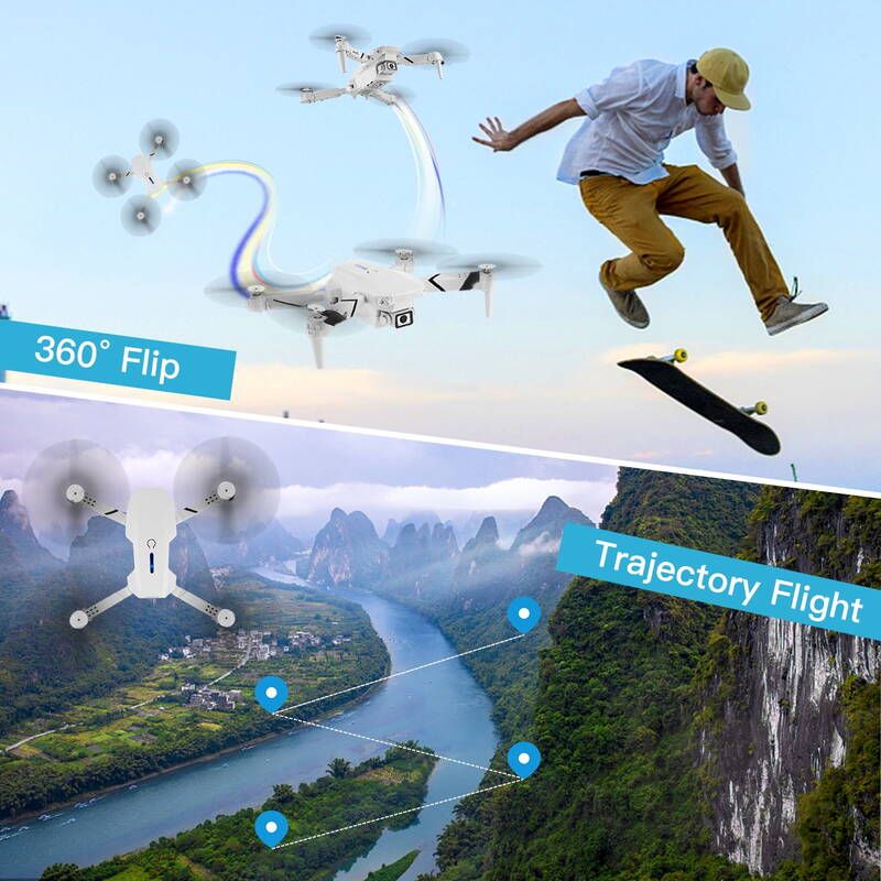 Dual 4K HD Cameras, FPV Foldable Drone Kids Adults RC Quadcopter For Beginners With 2 Batteries And Carrying Case, Gray_voghion.com