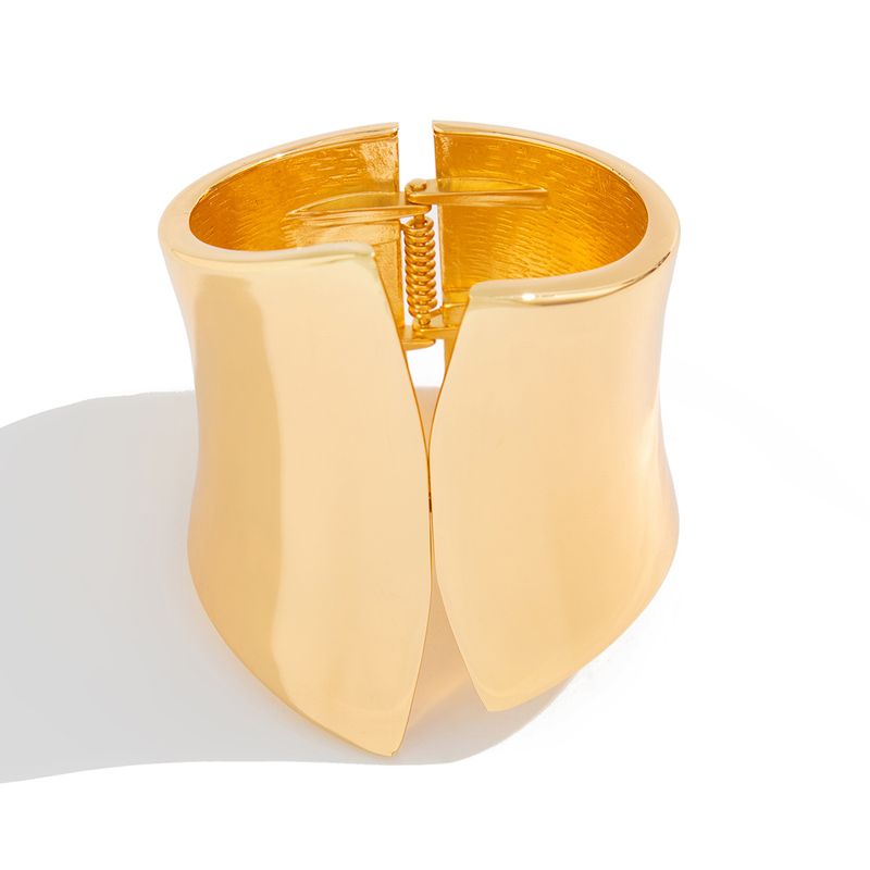 Fashion Accessories Exaggerated Irregular Smooth Surface Bracelet Personalized Metallic Bracelet Set Wide Version Bracelet_voghion.com