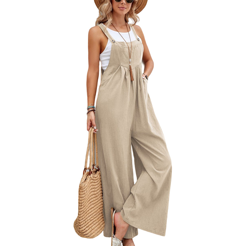 Women"s Solid Color Casual Strappy Jumpsuits_voghion.com
