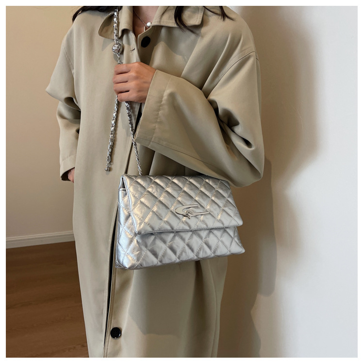 Korean Version Of Rhombic Design Bag Women 2023 New Small Fragrance Style high-end car stitching temperament one-shoulder Messenger women's bag_voghion.com