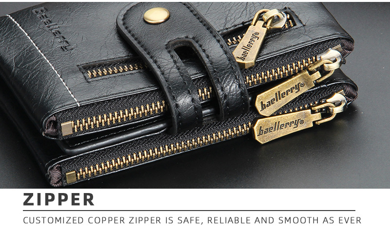 New Men's Short Wallet European And American Business Double Zipper Zero Wallet Multiple Card Slots_voghion.com