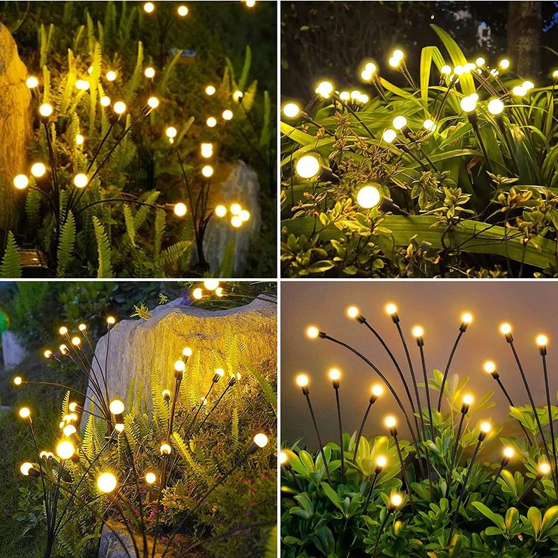 Cordão de Luzes LED Solar Firefly - IP66 à prova d'água para decoração de jardim externo com 8 modos de iluminação, autonomia de 12 horas, LED de 0,06 W, certificação CE_voghion.com