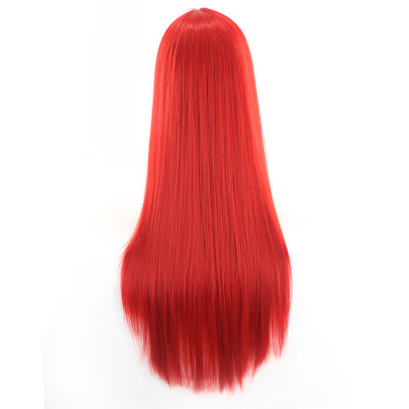 Wig with Split Bangs, Long Straight Hair Curtain, Facial Contouring, European and American Synthetic Fiber Mechanism Wig_voghion.com