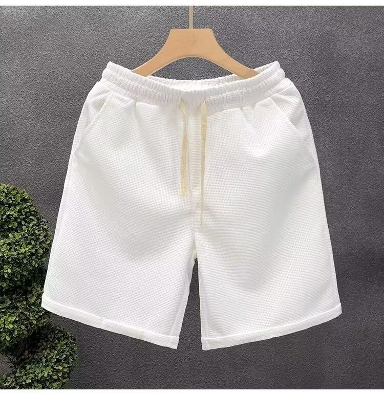 Waffle Shorts Men's Summer Thin Trendy Brand All-match Shorts Men's Sports Loose Straight Beach Pants_voghion.com