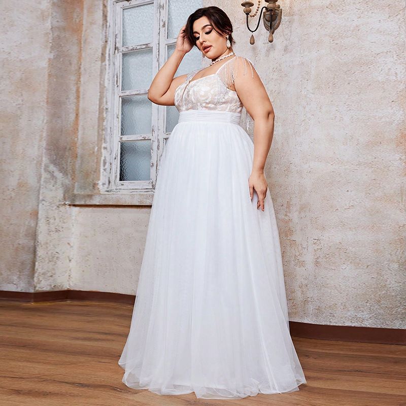 Elegant Plus Size Evening Dress For Women - Strapless Floor-Length Formal Gown For Wedding Guest, Prom, Party_voghion.com