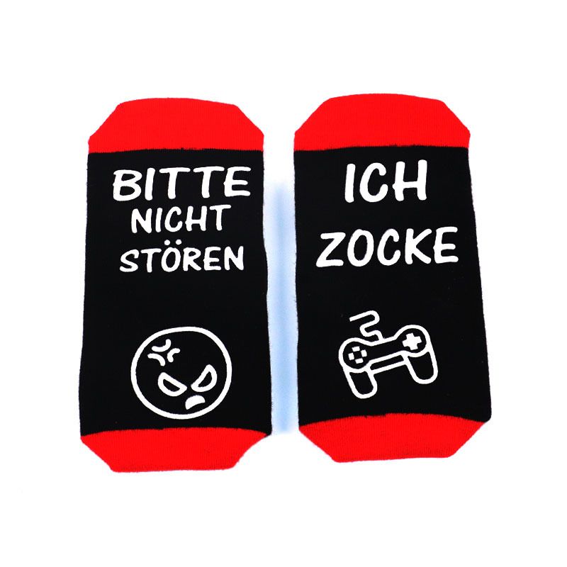 2025d Game Jacquard Casual With Letter Sole, Non-Slip Floor Mid-Calf Cotton Socks_voghion.com