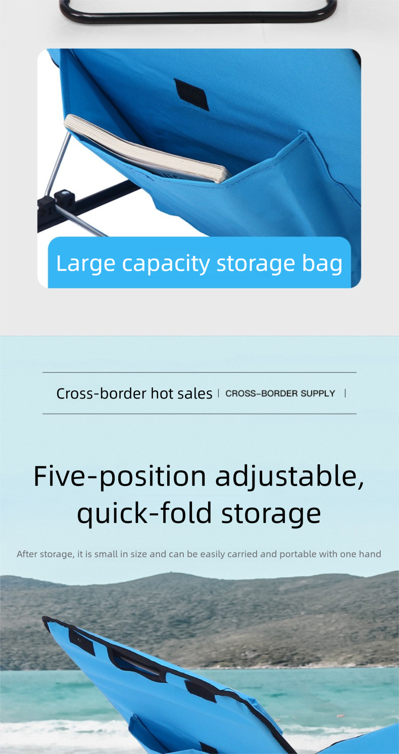 Outdoor Portable Foldable Backrest Sunbed Chair Adjustable Beach Mat Customizable_voghion.com