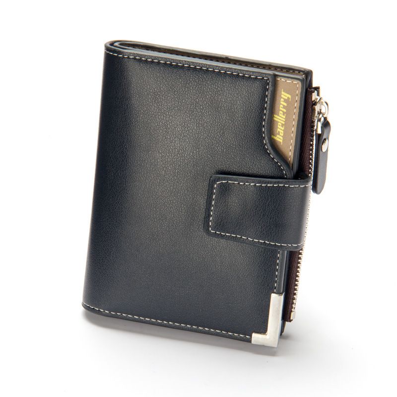 Casual Men's Wallet Multi-functional Wallet Zipper Buckle Three Fold Coin Wallet_voghion.com