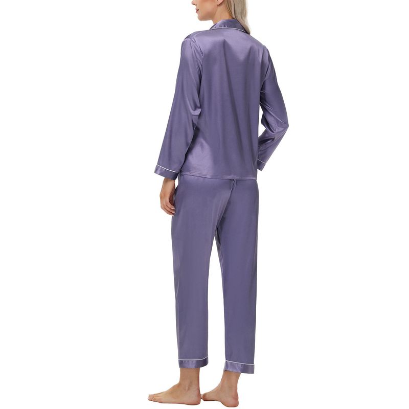 Biancheria intima Pigiami da notte Pigiama di seta Pigiama da donna in raso a maniche lunghe di grandi dimensioni Abbigliamento per la casa_voghion.com