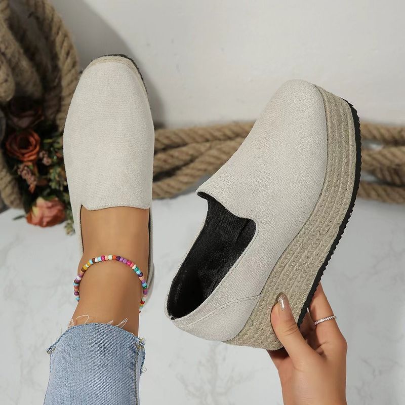 Chaussures pour femmes, nouvelle collection, chaussures décontractées, en paille tissée, grande taille, à talons compensés, simples_voghion.com