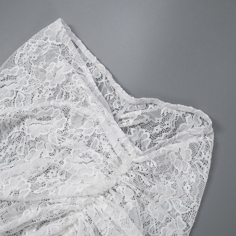 Ensemble deux pièces sexy à épaules dénudées – Jupe à volants fendue noire et blanche avec haut corset (S-L) – Tenue de soirée_voghion.com