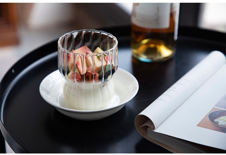 Ins Cute Style High-end Milk Juice Niche Striped Breakfast Coffee Cold Drink Cup_voghion.com