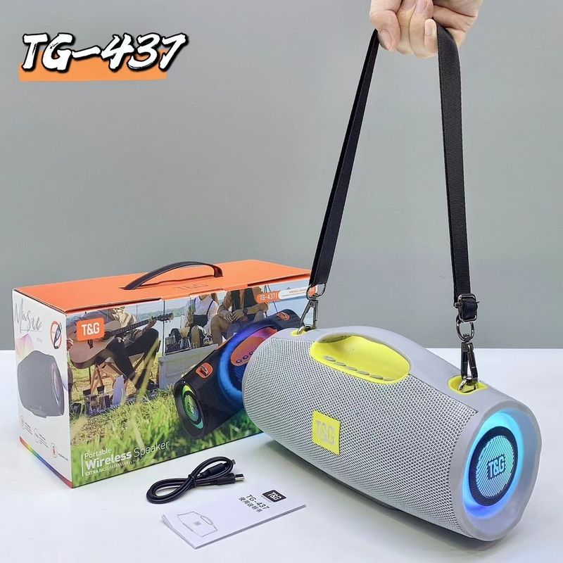 Tragbares TG437 Bluetooth mit Riemen und buntem LED-Licht, 20 W Doppellautsprecher, TWS-Subwoofer-Soundsystem_voghion.com