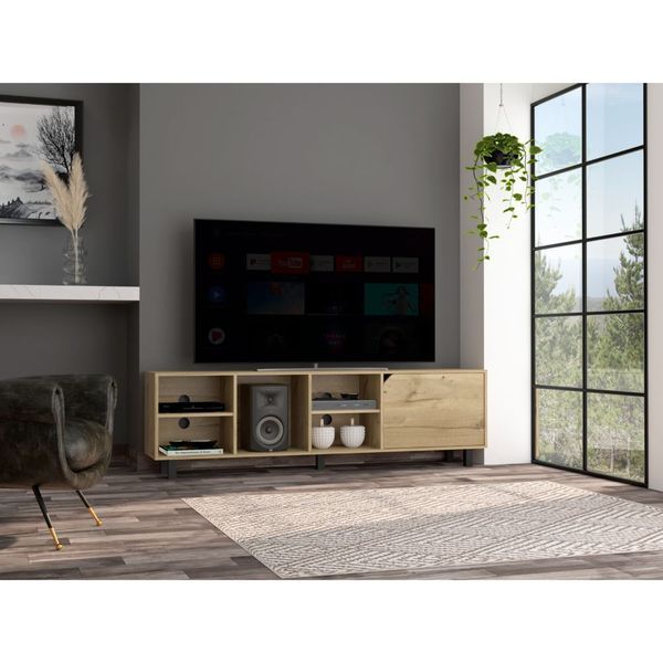 Harwich 5-Shelf TV Stand Light Oak_voghion.com
