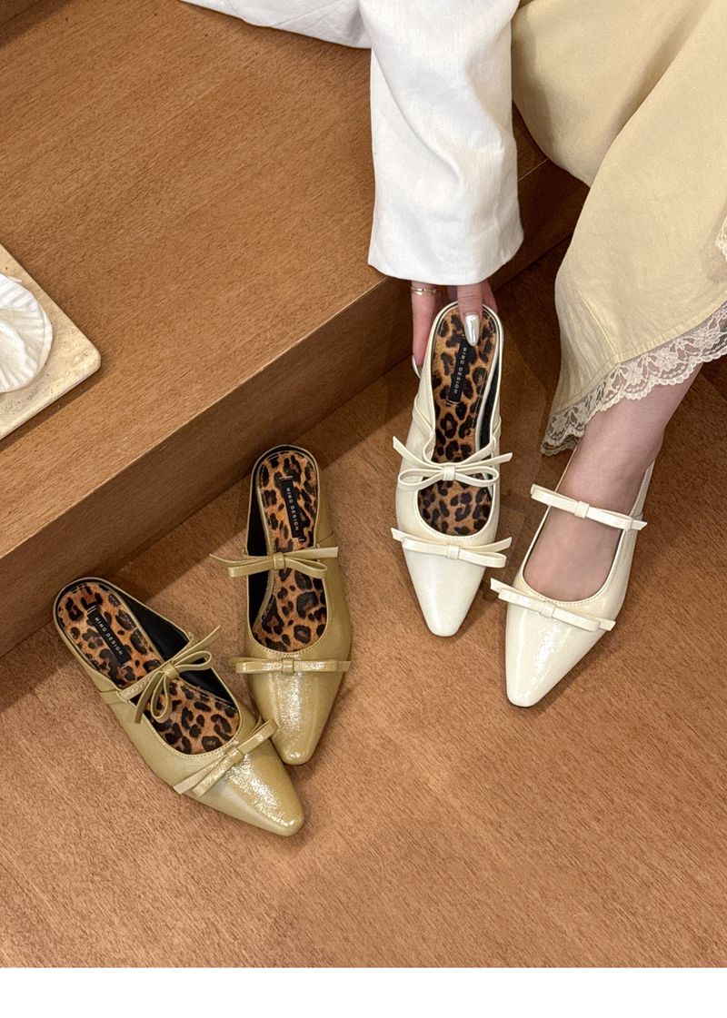 Lan Cabinet Good Wear • Off-White Spitzschuh Bowknot Halbschuhe für Damen Sommer 2025 Frühling Outdoor Mary Jane Schuhe_voghion.com