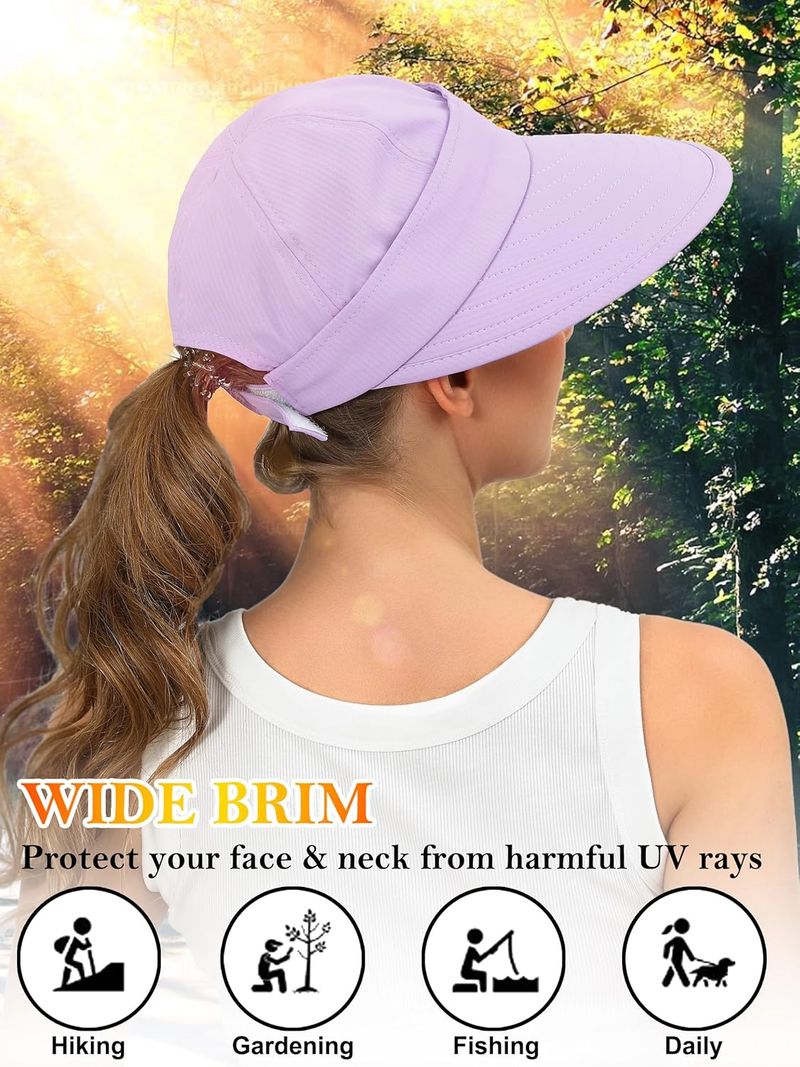 Sun Hats For Womens Wide Brim Visor UV Protection Dual Purpose Hat For Beach Summer Packable Cap_voghion.com