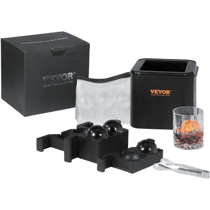 Sfera di ghiaccio a 4 cavità, morsetto da 2,36 pollici con sfera di stoccaggio, sfera trasparente rotonda, cubo di ghiaccio trasparente, ghiaccio e ghiaccio, sacchetto per il ghiaccio_voghion.com