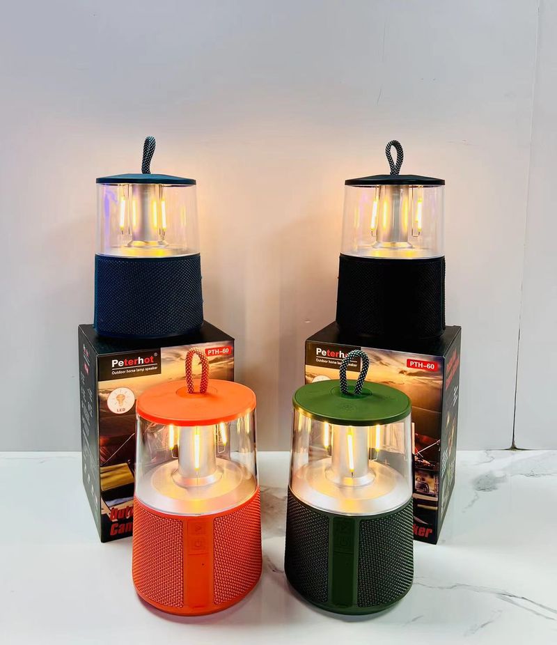 Nuovo PTH-60 Outdoor Camping Light Bluetooth Speaker Bass Cannon Home Desktop Multi funzionale LED Desk Lamp Sound System_voghion.com