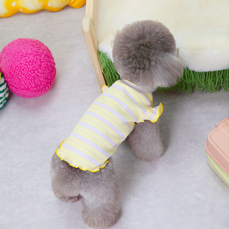 INS Pet Spring Summer Clothes Cat Apparel Small Dog Cherry Flutter Sleeve Thin Vest T-Shirt_voghion.com