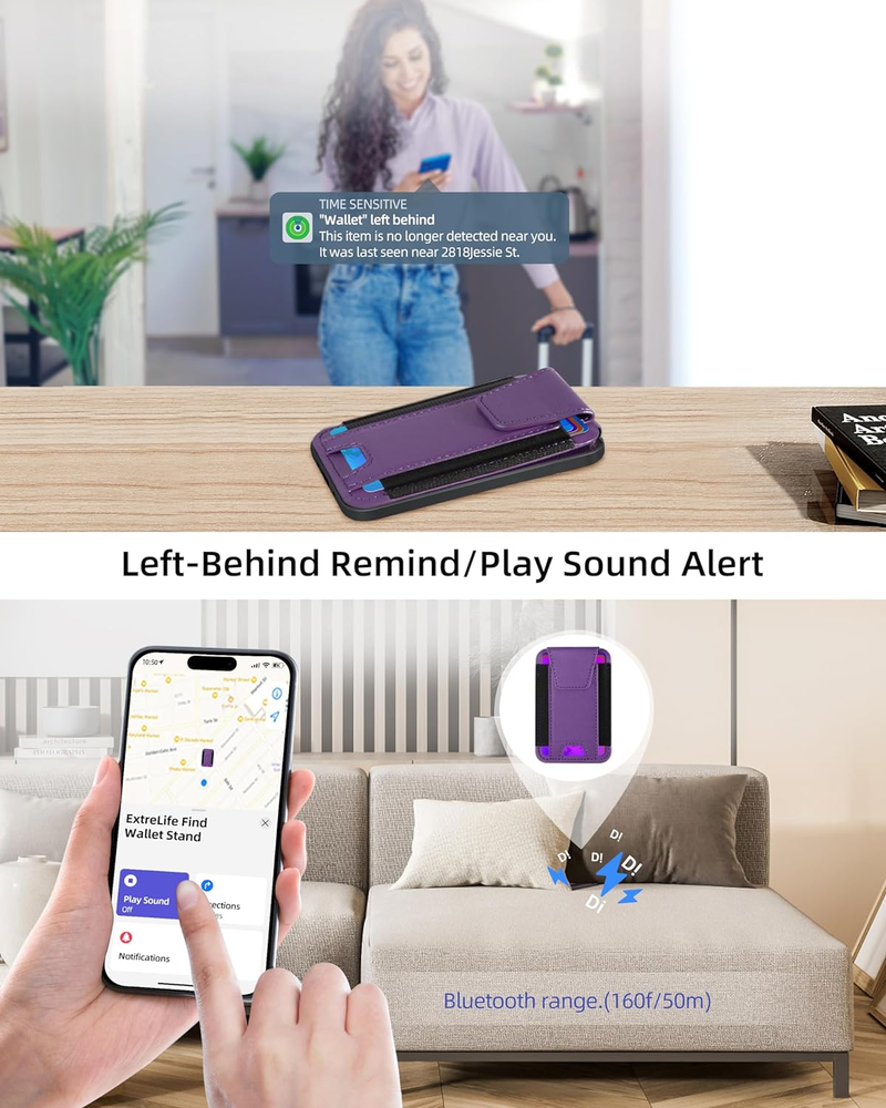 Magsafe-Halter, Apple Find My Functionality, magnetische Handy-Geldbörse mit Sichtschutzklappe, geeignet für iPhone 15 \/14 \/13_voghion.com