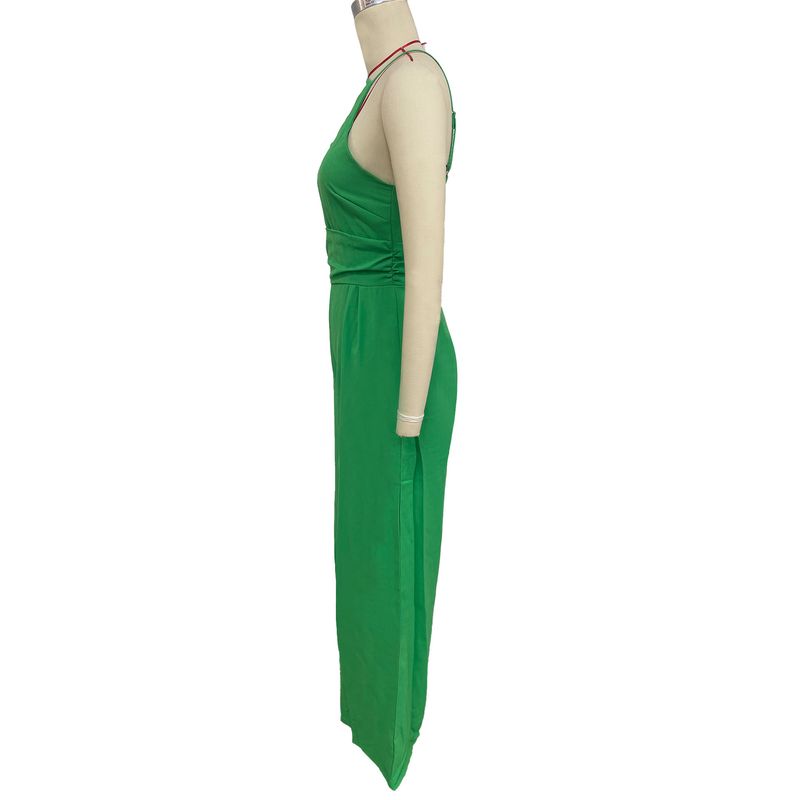 Women's fashion solid color loose wide leg cotton hemp jumpsuit_voghion.com
