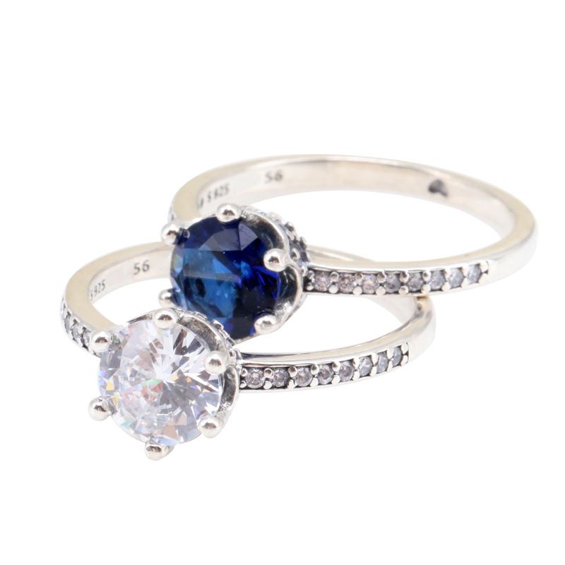 Women's Jewelry Crown Ring Ring White Copper Plated Silver Shining Crown Hollow Pair Ring Female Fashion_voghion.com
