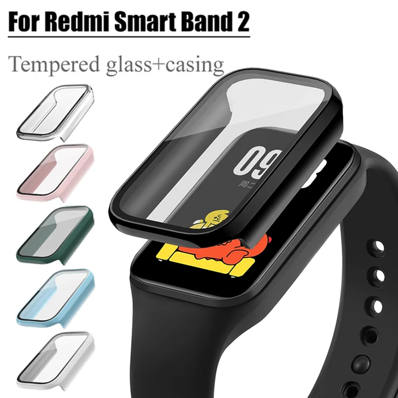 For Redmi Smart Band 2 Full Cover PC with Tempered Film Hard Case and Strap Protective Casing Screen Protector_voghion.com