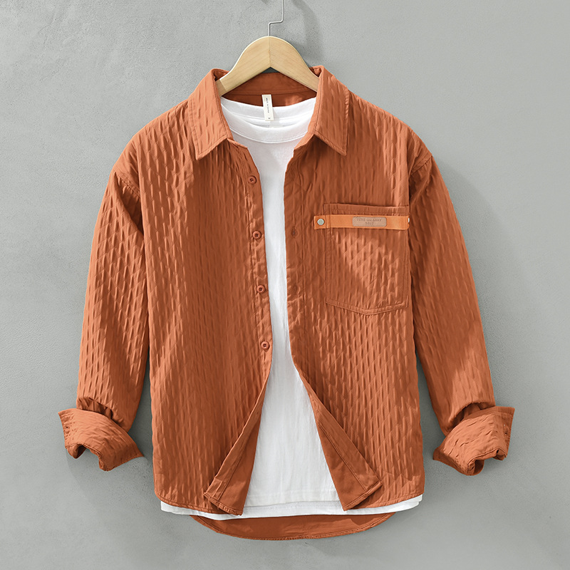 6790 Camicia minimalista giapponese a maniche lunghe per comodo top casual artistico da uomo con base ampia per abbigliamento da uomo, un pezzo per capelli_voghion.com