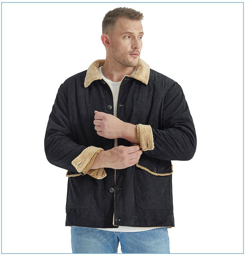 Men's Plus-Size Corduroy Winter Jacket – Lambswool-Lined Thick Coat For Cold Weather_voghion.com