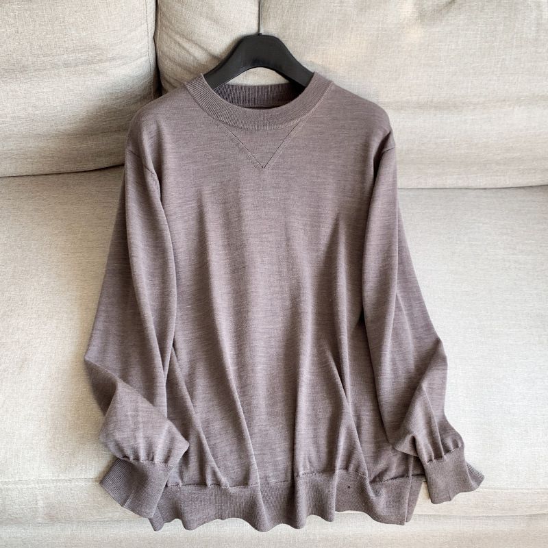 Maglione lavorato a maglia con cappuccio caldo semplice con scollo rotondo da uomo in lana primaverile 2025 H21as968080_voghion.com