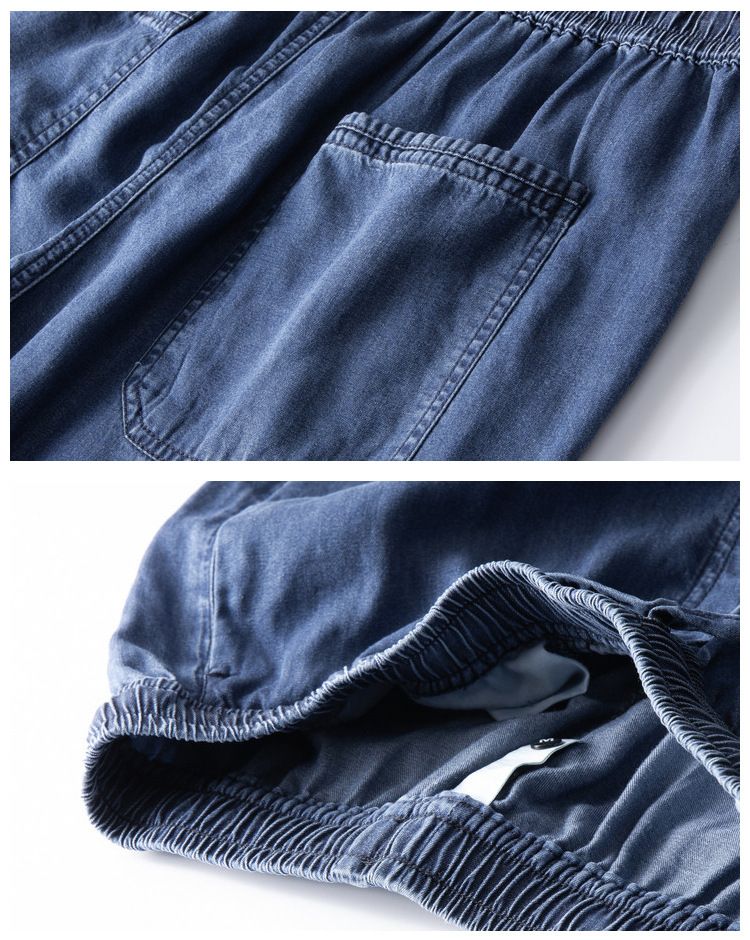 Men's Clothing Linen Jeans Men's Thin Drape Straight Trousers Loose Cotton And Linen Retro Youth Elastic Waist Adjustable Trouser Legs_voghion.com