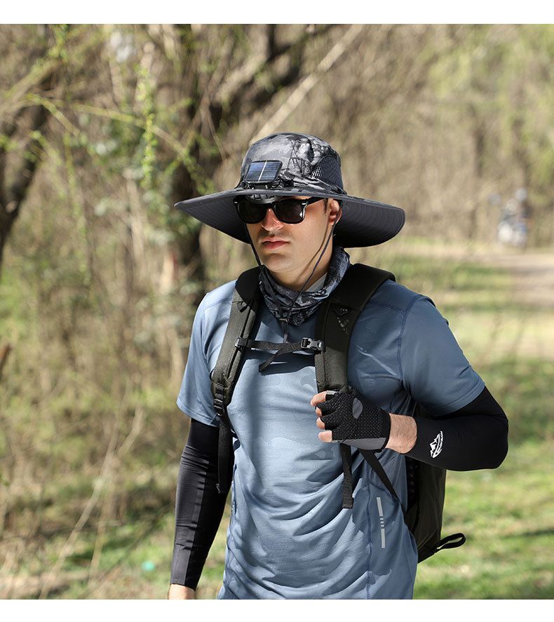 Solar-Powered Cooling Hat With Detachable Fan & Wide Brim - UPF50+ Sun Protection For Fishing/Hiking_voghion.com